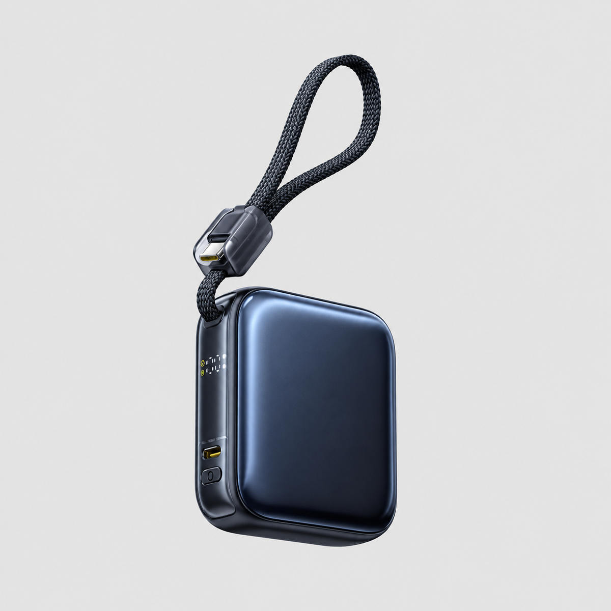 Ultra Mini 10000Mah 45W Power Bank With Built-In Charging Cable Blue