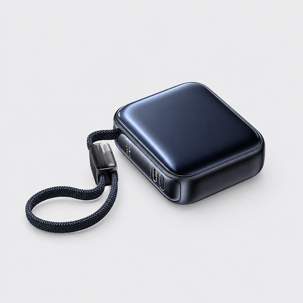 Ultra Mini 10000Mah 45W Power Bank With Built-In Charging Cable Blue