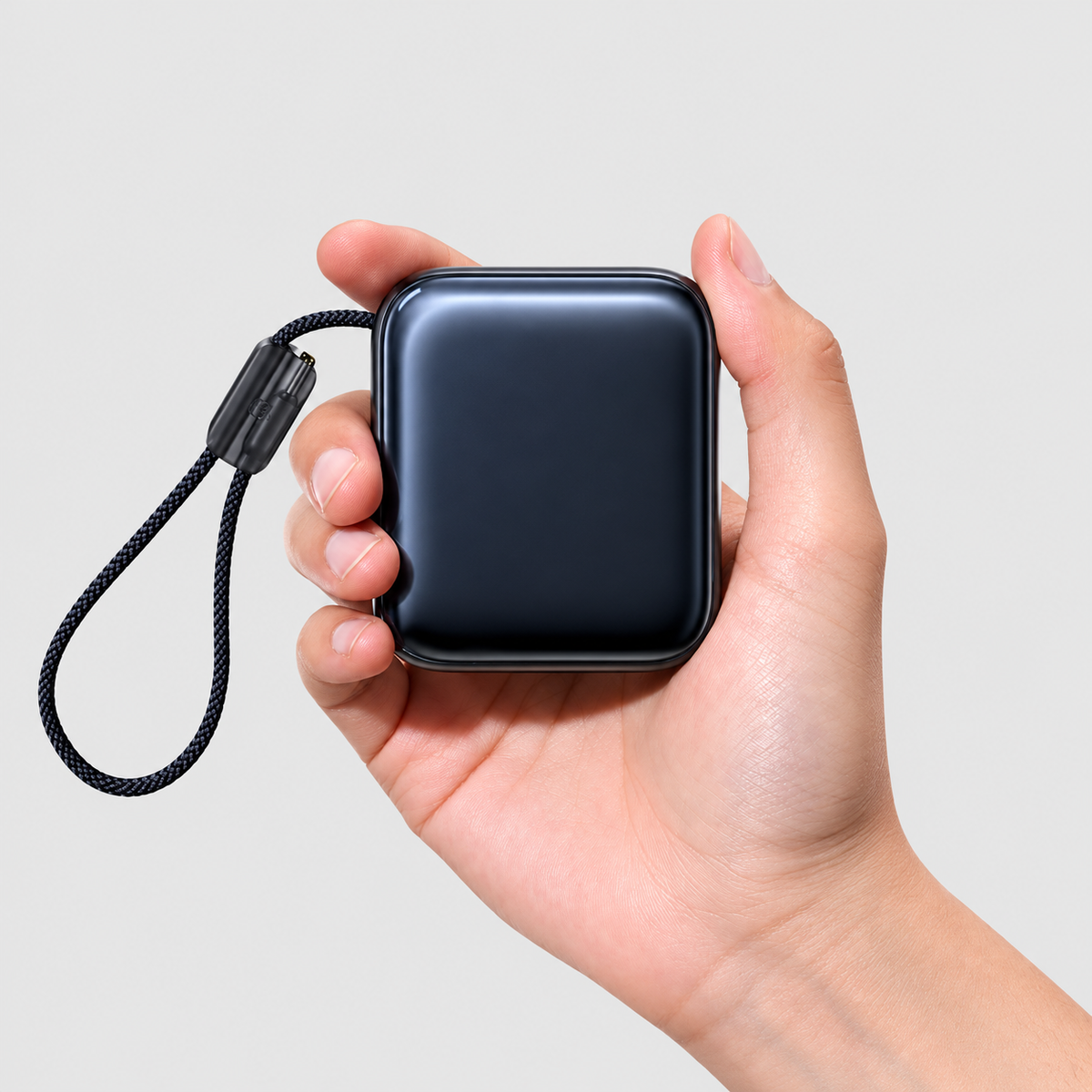 Ultra Mini 10000Mah 45W Power Bank With Built-In Charging Cable Blue