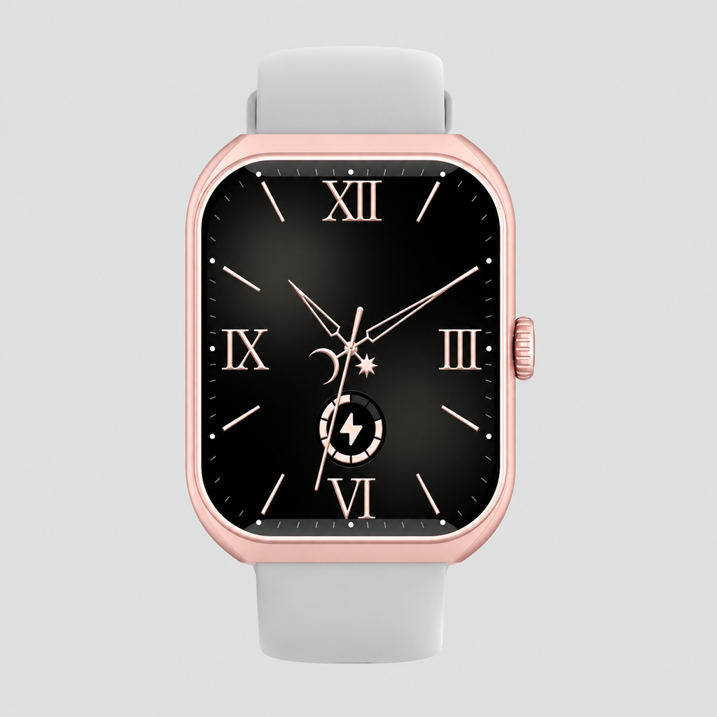 Grey Pink Always On Display Square Smart Watch With 100+ Sports Modes
