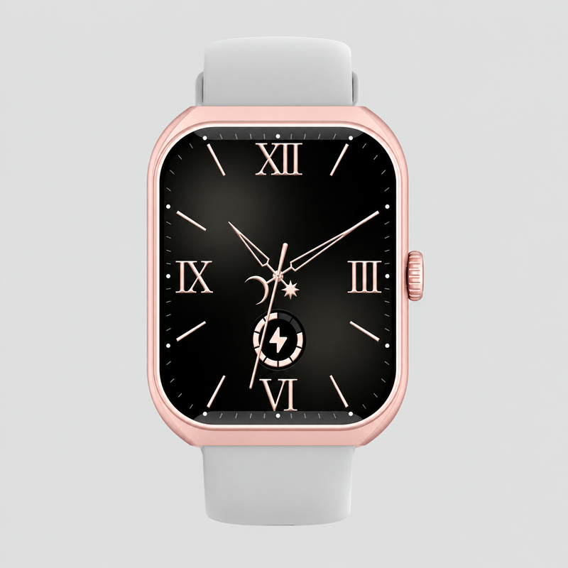 Grey Pink Always On Display Square Smart Watch With 100+ Sports Modes