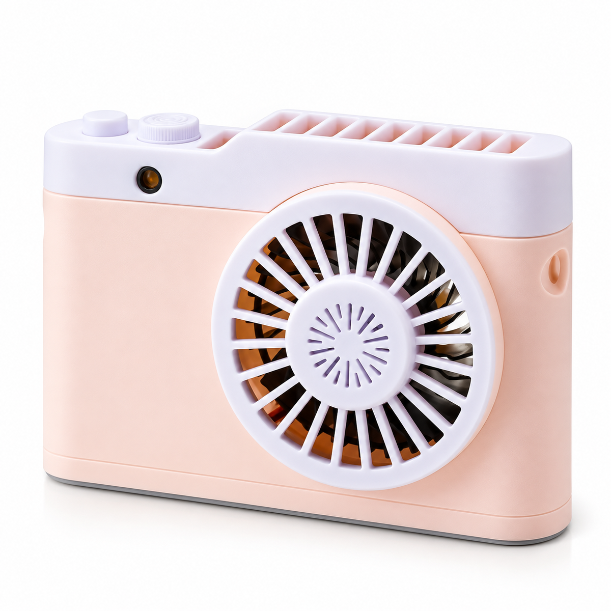 Pink Camera Shaped Portable Neck Fan Usb Rechargeable Mini Cooling Fan