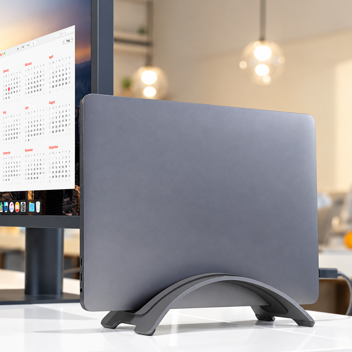 Vertical Laptop Stand For Saving Desk Space And Desktop Workstation Setup