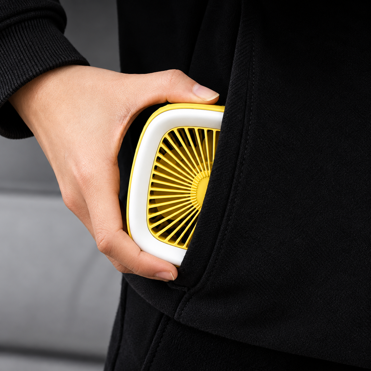 Yellow Usb Rechargeable Mini Desktop Fan With Adjustable Wind And Night Light